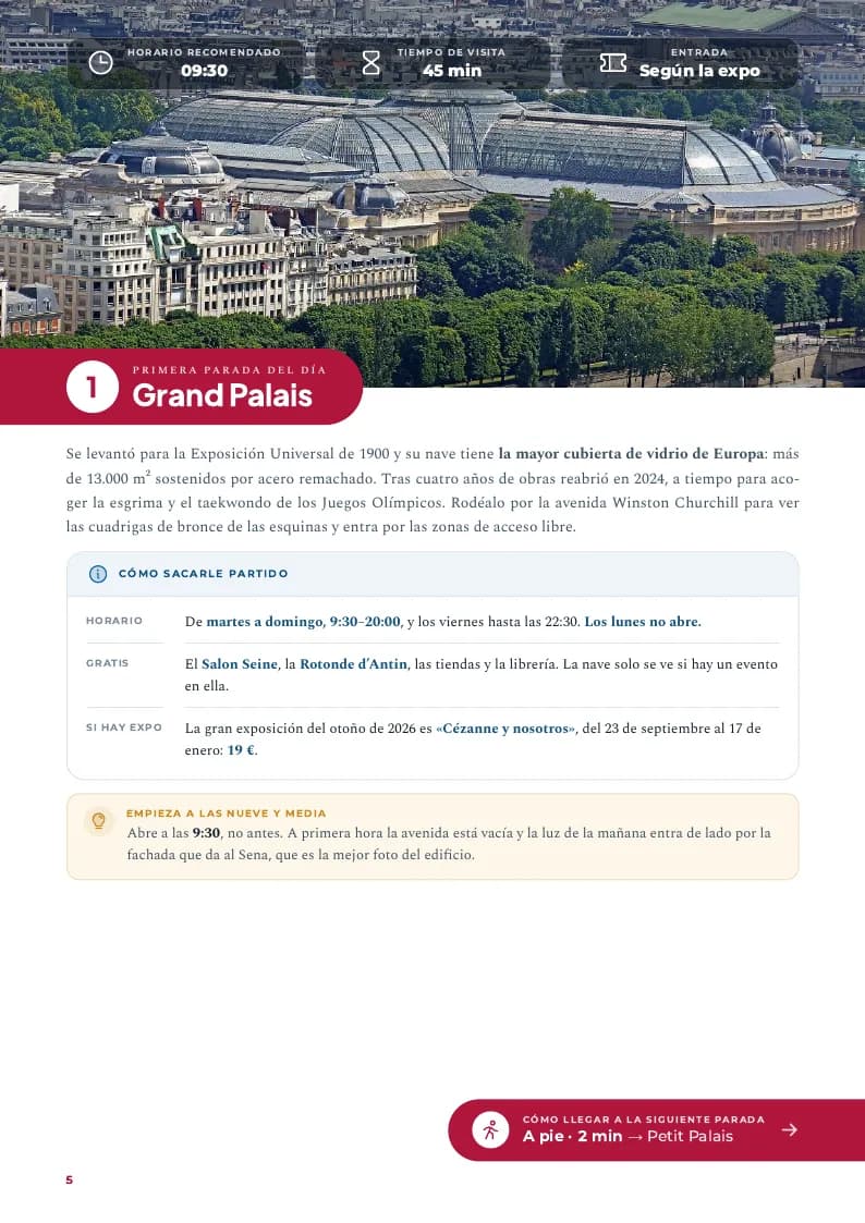 Página del Grand Palais: horario recomendado, tiempo de visita y entrada